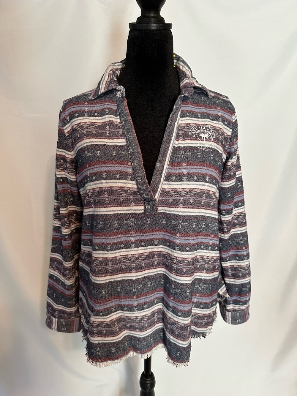 Dear John Striped Pullover in Navy, Gray & Maroon